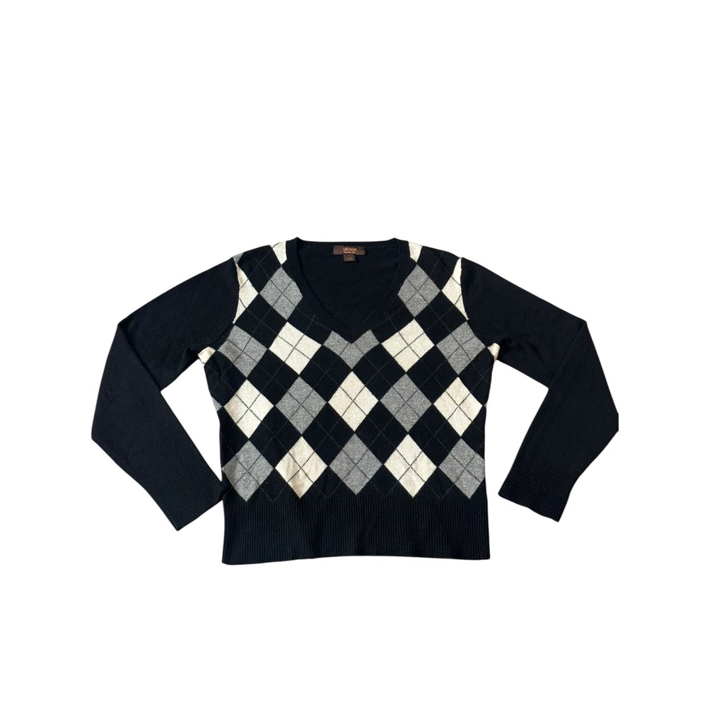 Victor Alfaro Cashmere Harlequin Argyle Turtleneck Large Dark Academia‎ Vintage